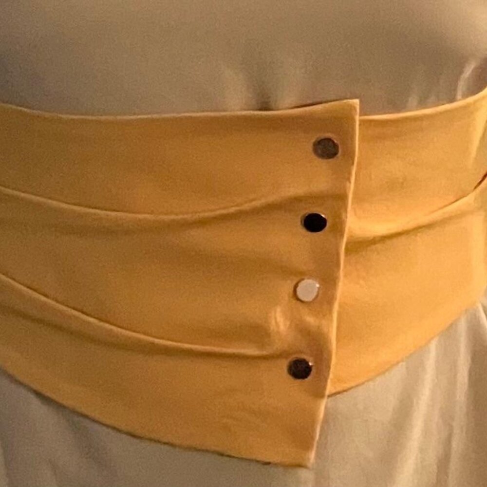 Tibi  Shirred Long Sleeve Corset Belt Dress Nude & Orange, size 10